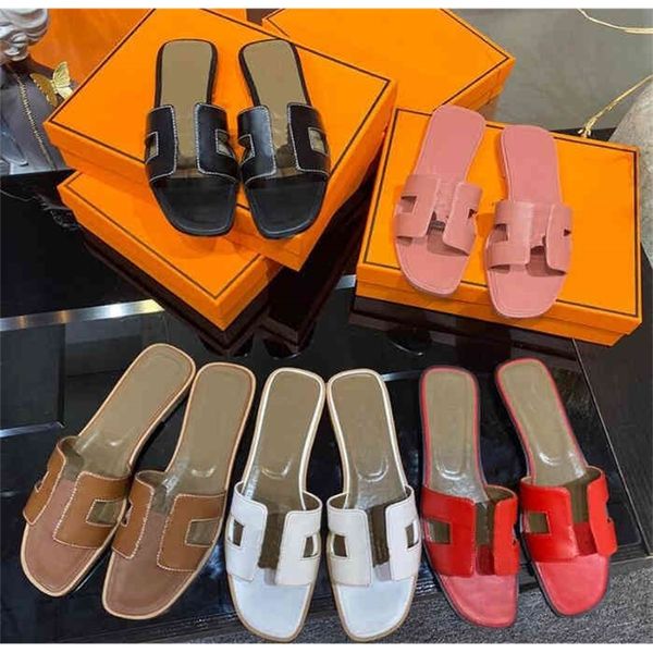 

h slippers designer summer orans sandals sandals beach classic flat mules woman summer lady cartoon big head leather l bath fashion women sa, Black