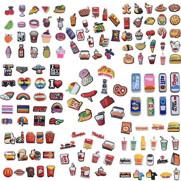 

muti style food drink croc shoe charms pvc garden shoe flower clog charm shoecharms buckle bracelet decoration gift, White;pink