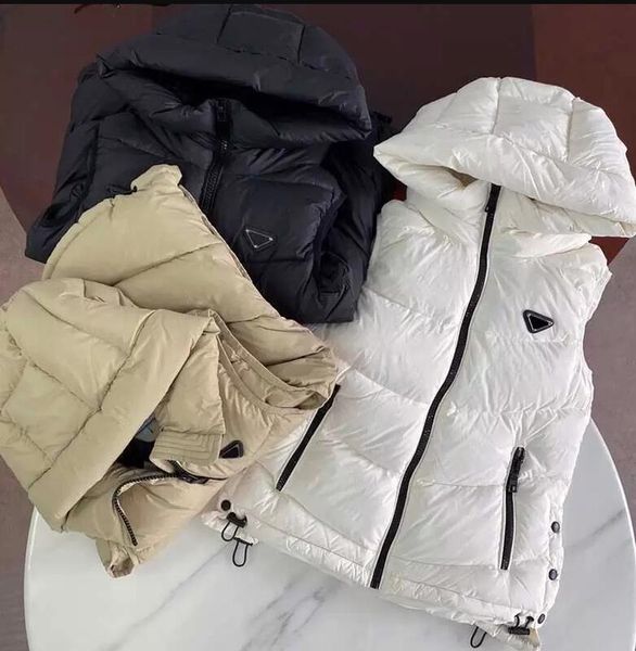 

new women vests jackets fashion short hooded vest long style slim zipper outwear windbreaker pocket outsize lady warm coats s- dropping, Black;white
