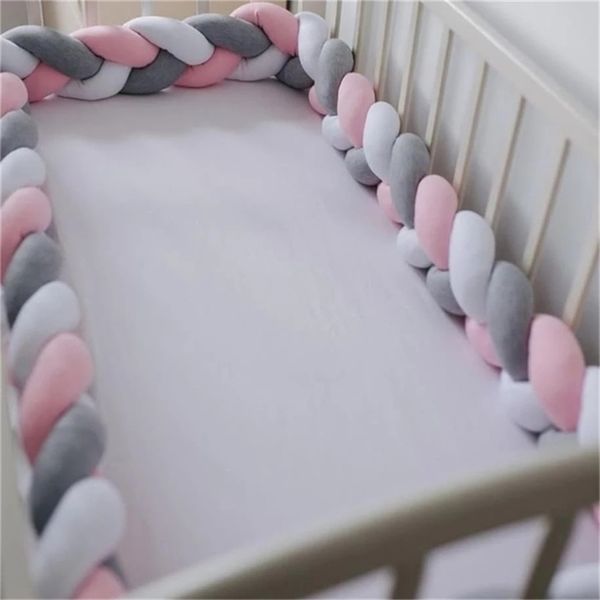 

bed rails 1m/2m/3m/4m crib cot protector infant bebe bedding set for baby boy girl braid knot pillow cushion room decor 220908
