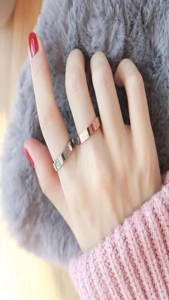 

titanium steel silver love ring men and women rose gold jewelry for lovers