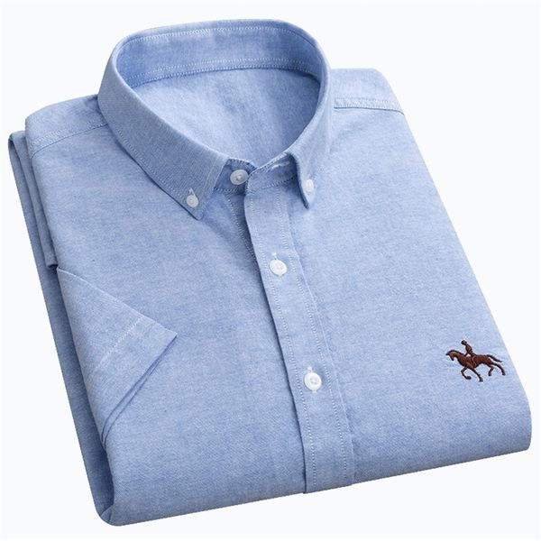 

men's casual shirts s to 6xl short sleeve 100% cotton oxford soft comfortable regular fit plus size quality summer business men casual, White;black