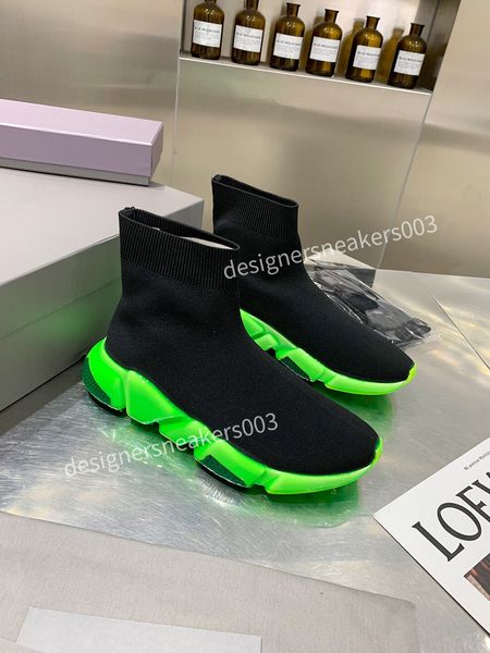 

2022 knitting elasticity ankle boots fashion 35-46 designer printing mixed colors sock shoes stretch boot half stiletto booty high heel wome, Black