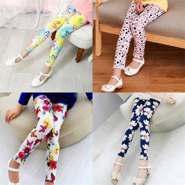 

kids girls' leggings tights summer children's elastic nine-point pants baby print pencil pants clothing 20220908 e3, Blue