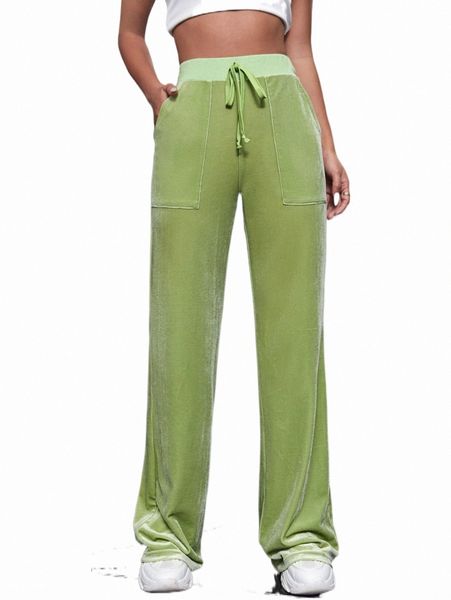 

women's pants & capris solid knot front velvet pants e0ty#, Black;white