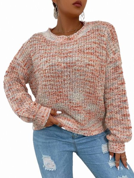 

plus size t-shirt plus space dye drop shoulder sweater z755#, Black