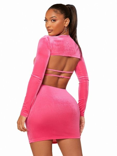 

casual dresses sxy cut out backless velvet bodycon dress m3f3#, Black;gray