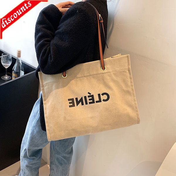 

designer bags 2022 new portable shopping text trendy fashion canvas large capacity thickened