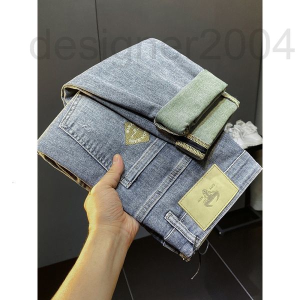 

men's jeans designer in the spring of 2022 new casual and versatile men's jeans trend is light blue slim fit small foot elastic ca