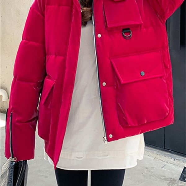 

womens jackets yitimoky parkas puffer jacket women korean fashion fall winter coat green blue y2k streetwear outwear with big pockets 220908, Black;brown