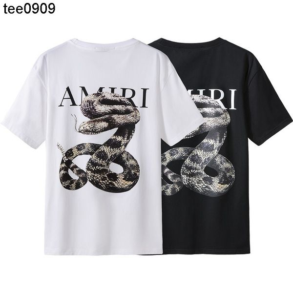 

street fashion t brand t-shirt snake print men's loose t-shirt, White;black