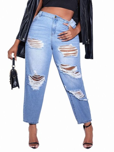 

women's jeans sxy plus high waist ripped mom fit jeans x2yq#, Blue