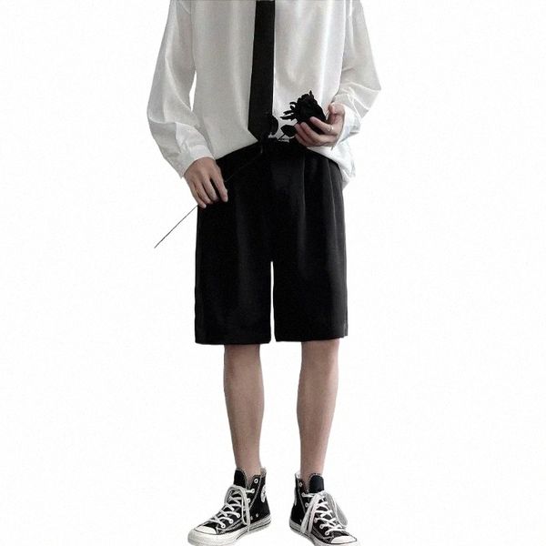 

men's shorts men's shorts summer five-point trousers straight loose korean version of the trend british hong kong style casual sho, White;black