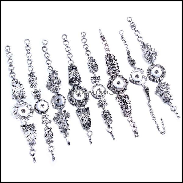 

charm bracelets sier alloy link chain bangle noosa snap button charms bracelet fit 18mm snaps buttons jewelry for women dhseller2010 dhzmw, Golden;silver