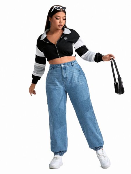 

women's jeans sxy plus high waist cat whisker jogger jeans 06x3#, Blue