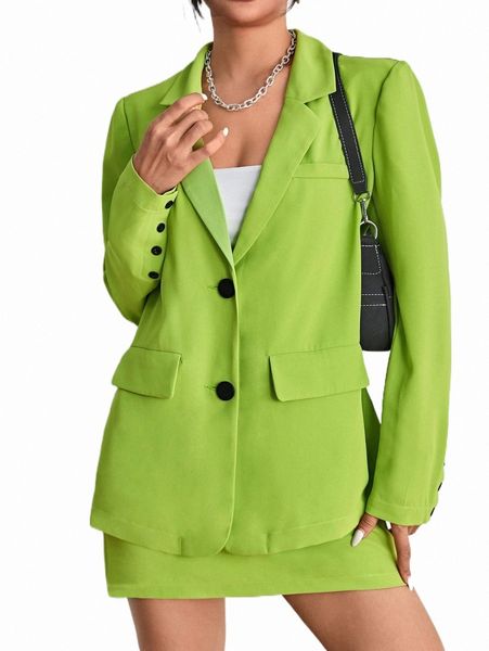 

women's two piece pants lapel neck button front blazer k1l0#, White