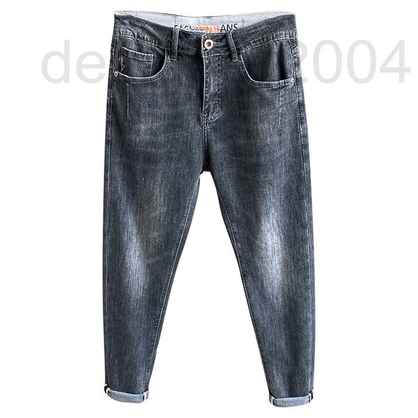 

men's jeans designer spring and summer capris men's smoky grey jeans trend street versatile korean elastic slim fit small foot thi, Blue