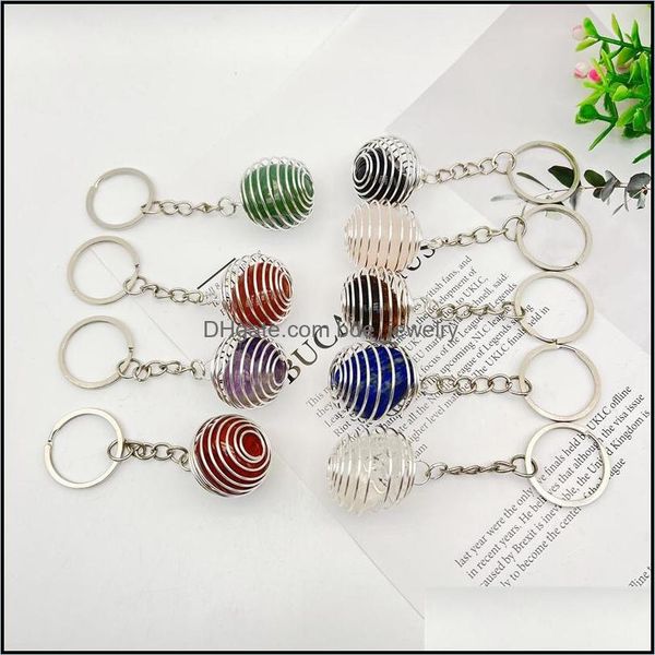 

keychains natural stone quartz keychain ring for women men handbag spring hangle car key holder mineral keyring jewelry dhseller2010 dhums, Silver