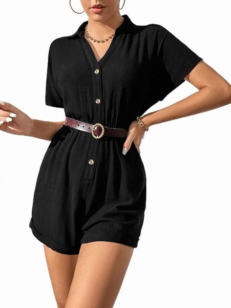 

women's jumpsuits & rompers tall button front dolman sleeve romper without belt 88gb#, Black;white