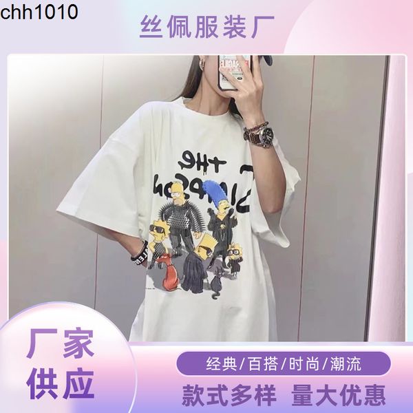 

2022b new tee simpson crew neck loose large couple short sleeve classic cartoon t-shirt, White;black