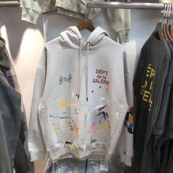 

gallerydepts hoodies autumn winter tide brand graffiti ink splashing wash plush sweater high street vintage hoodie coat, Black