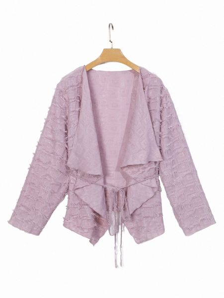 

plus size outerwear & coats plus waterfall collar belted contrast fuzzy coat q6wf#, Black