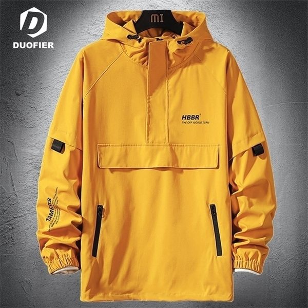 

mens jackets mens jacket spring autumn trendy thin pullover hooded jackets hip hop streetwear male casual coat yellow outerwear windbreaker, Black;brown