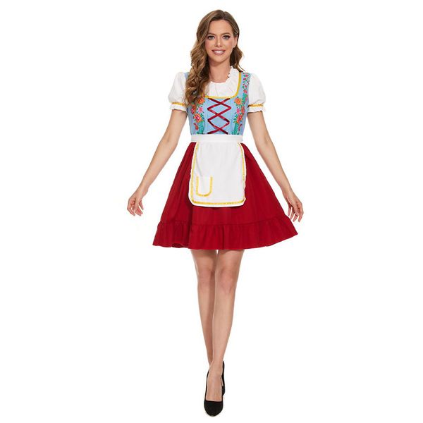 

european and american oktoberfest party dresses beer costume halloween maid costume banquet event, White;black