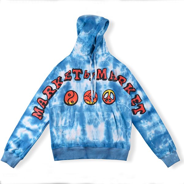 

tie dye printed sweatshirts hoodie men women cotton pullover hoode oversized, Black