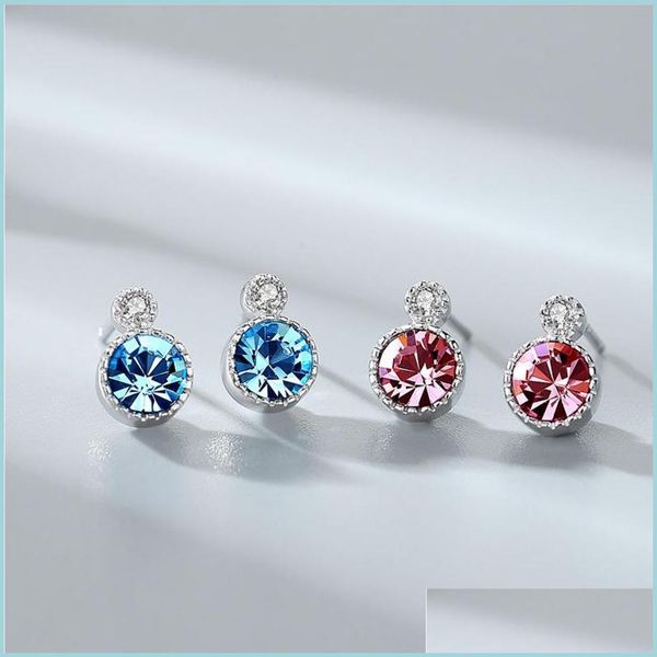 

stud s925 sterling sier ocean heart original stud earrings womens high-end crystal stylish retro korean type earring drop delivery 20 dhpc8, Golden;silver