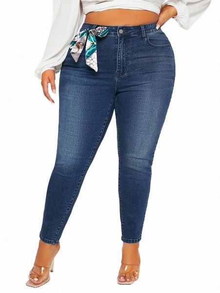 

women's jeans plus high waist skinny jeans without twilly scarf a71s#, Blue