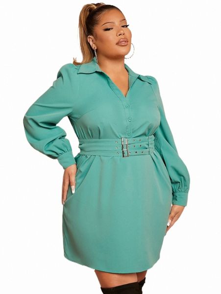 

plus size dresses sxy plus solid button front belted shirt dress d9l5#, Black