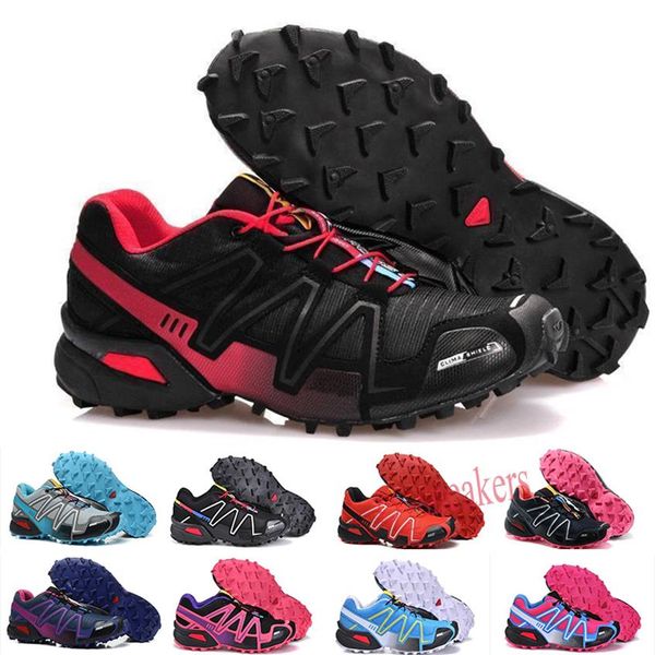 

womens sneaker 3s speedcross 3 iii cs trail outdoor shoes carmine triple black purple run walking casual trainer t31275r, Black;brown