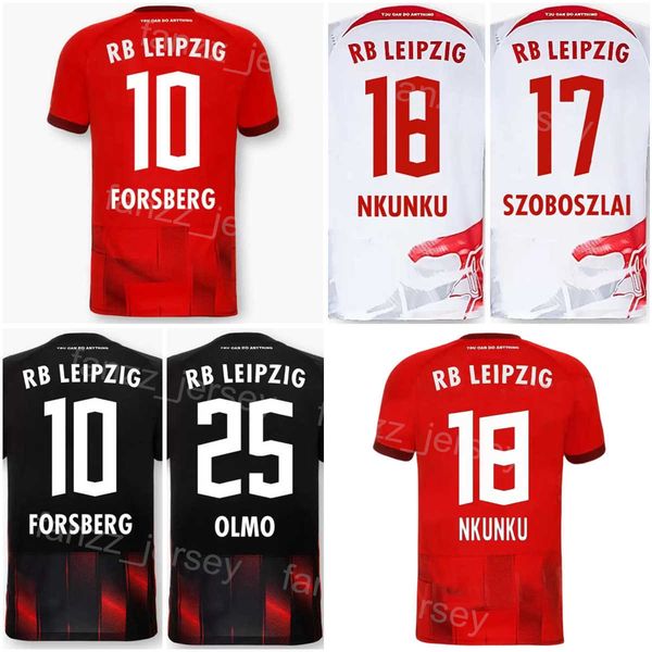 

22-23 fc club 10 forsberg soccer jersey 18 nkunku 25 olmo 19 sorloth 9 poulsen 4 orban 21 brobbey 7 sabitzer football shirt kits team color, Black;yellow