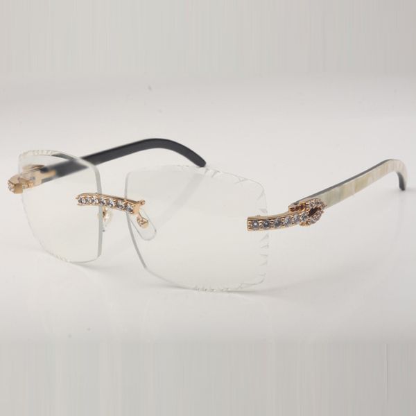

xl diamond buffs sunglasses frames 3524022 with natural buffalo horn legs and 58 mm clear cut lens, Silver
