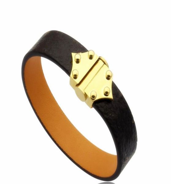 

2021 fashion named lady print four leaf flower design wide leather bracelet, Black