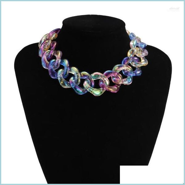 

chains chains hip hop jewelry rainbow acrylic chain necklace choker collar for women girls fashion elle22 drop delivery 2021 necklace dhwhv, Silver