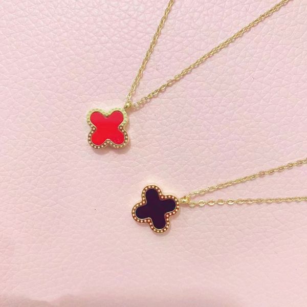 

classic double side clover pendant necklace stainless steel jewelry for gift, Silver