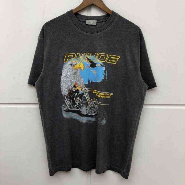 

men's t-shirts rhude european and american fashion brand hip hop men's spring clothes locomotive eagle vintage short sleeve t-shir, White;black