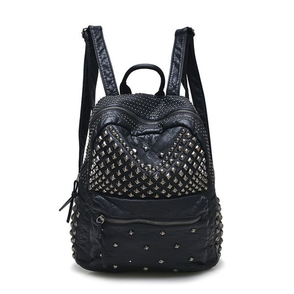 

school bags fashion women backpacks washed leather backpacks lady girls travel women bags rivet backpacks student school bag 220908