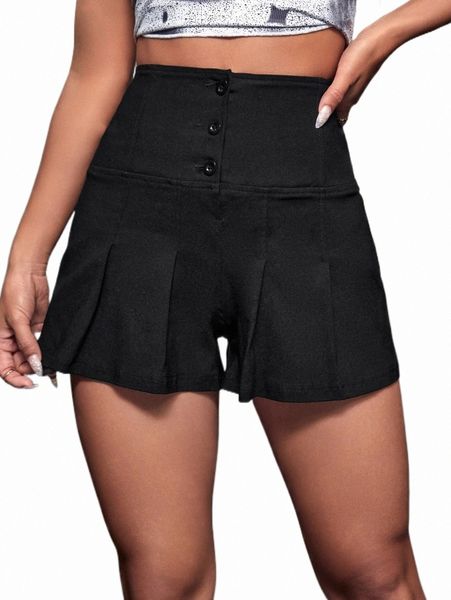 

women's shorts high waist pleated hem wide leg shorts o4ki#, White;black