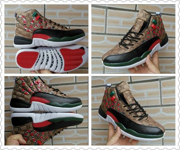 

new release 12 a generation of snake men sports shoes black red brown 12s s