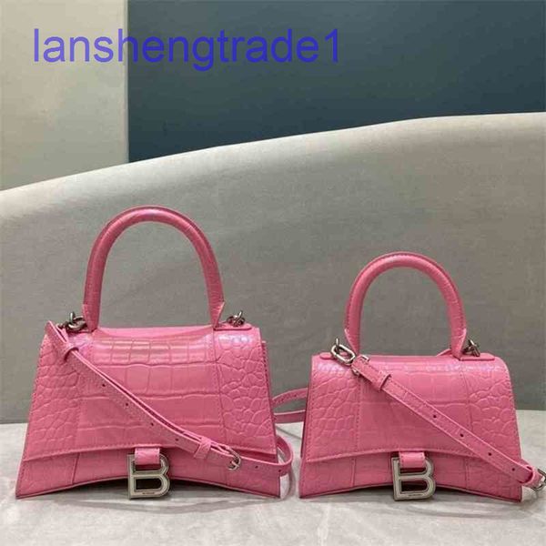 

female designer advanced crocodile balenciga hourglass b-button cow small square leather handbag single shoulder diagonal bag