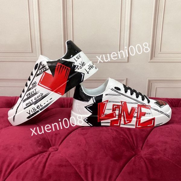 

2022 casual shoes leather shoe couples trainers 34-41 chaussures white flat green red stripe embroidered tiger snake italy bee ace sneaker h, Red;white