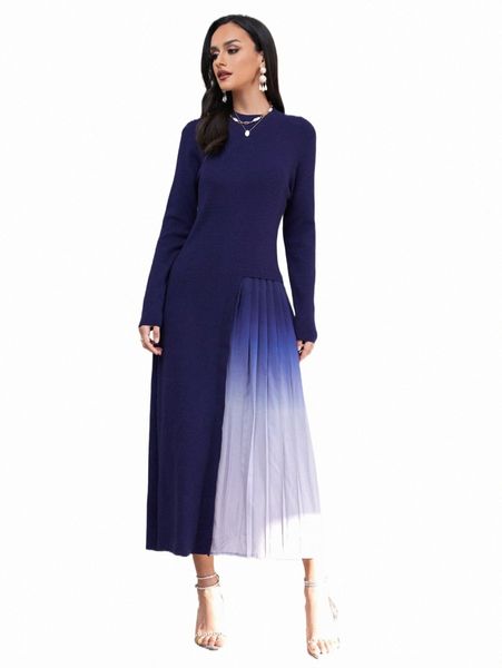 

women's sweaters ombre pleated sweater dress without belt h8mu#, White;black