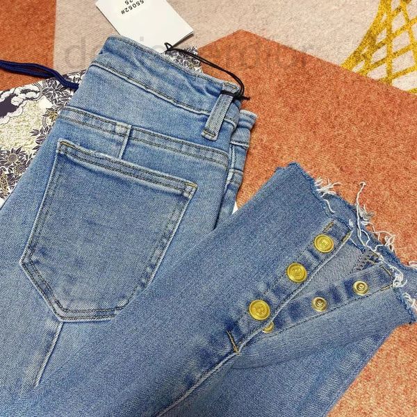 

women's jeans designer design sense small jeans for women in spring and summer 2022 fashionable thin straight tube 8-point cigarette pa, Blue