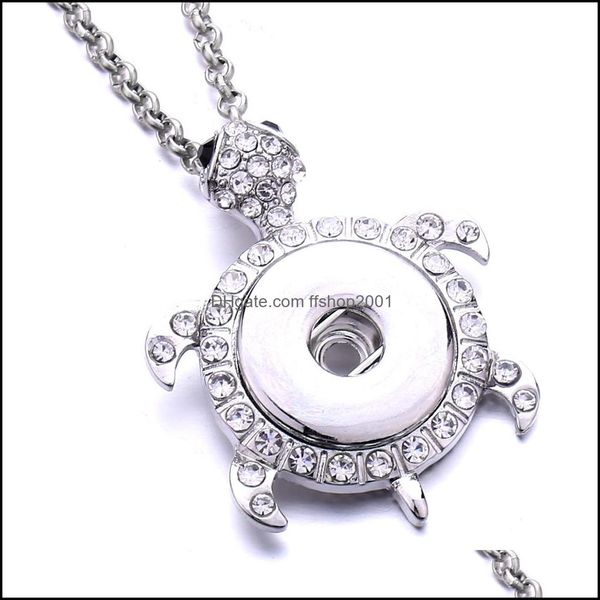 

pendant necklaces snap button charms jewelry zircon tortoise elephant flower pendant fit 18mm snaps buttons necklace for women noosa dhhu4, Silver