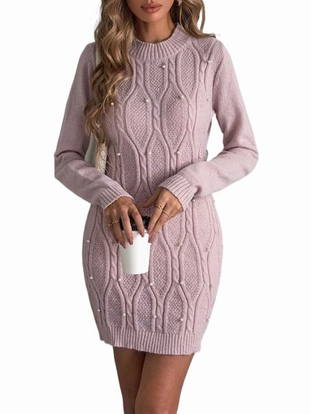 

women's sweaters solid pearls detail sweater dress b1ka#, White;black