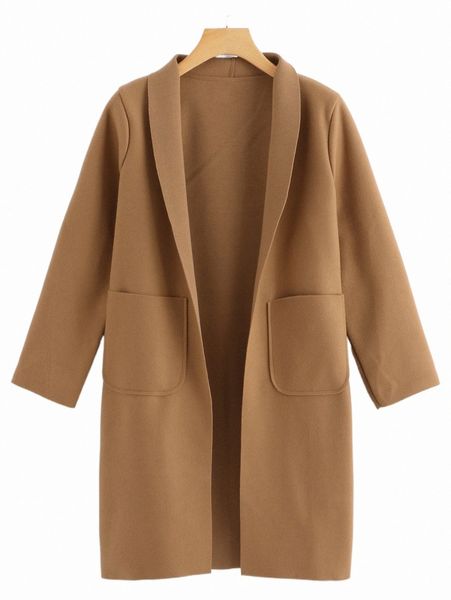 

women's down & parkas shawl collar dual pockets overcoat y5q5#, Black