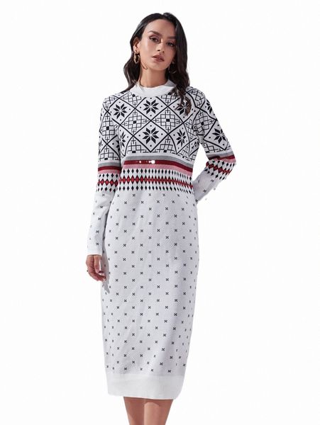 

women's sweaters geo pattern sweater dress 2022 new t6yg#, White;black